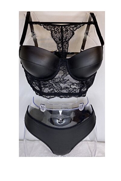 PIRILTILİNA E-TİCARET Deri Dantel Detaylı Boyundan Çıkabilen Askılı Büstiyer ...