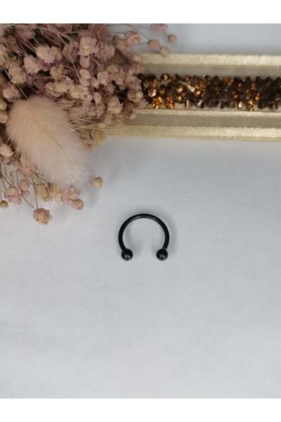 TAKIDAN Siyah Cerrahi Çelik Kıkırdak - Tragus - Dudak - Burun - Septum Pierci...
