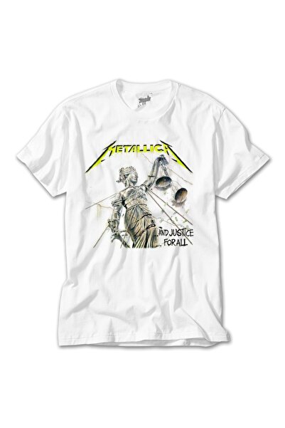 Z zepplin Унисекс тениска Metallica и Justice For All бяла