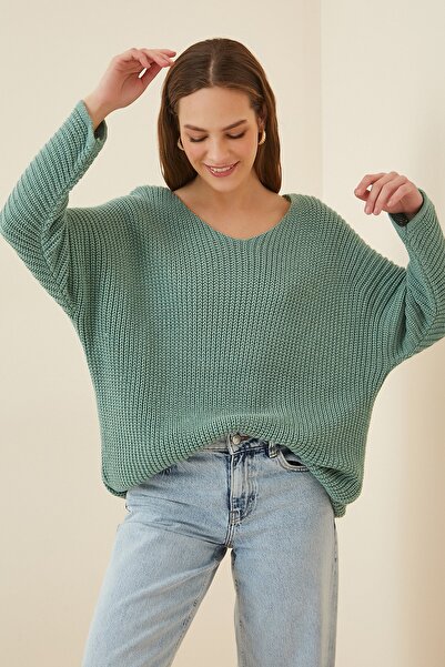 Happiness İstanbul Sweater - Green - Oversize