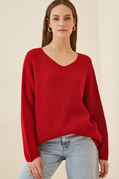 Happiness İstanbul Pullover - Rot - Oversize