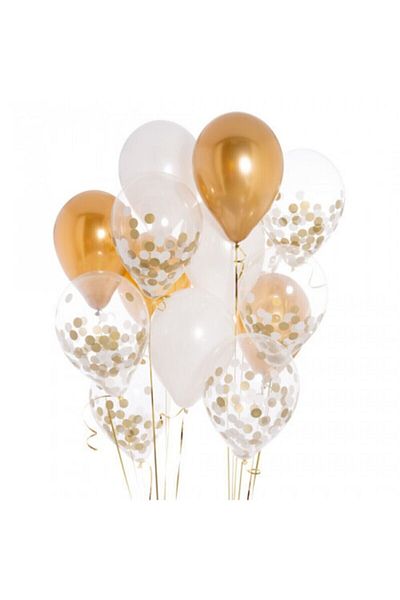 MERİ PARTİ White And Gold Confetti Balloon