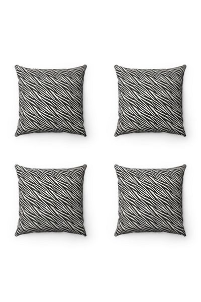 FUS BLUE Zebra Patterned 4-Piece Throw Pillow Case