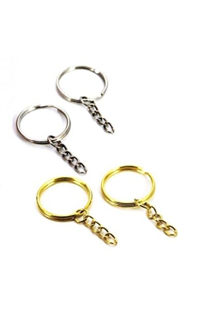 YENİ HEDİYELİK DÜNYAM Anahtarlık Halkası Zincirli Altın Renk (25 Adet)