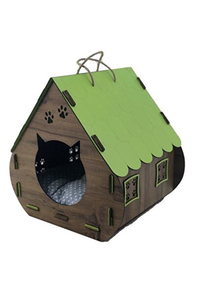 Aldebaran Reklam Ahşap Yetişkin Kedi Evi Hobbit Model Mindersiz