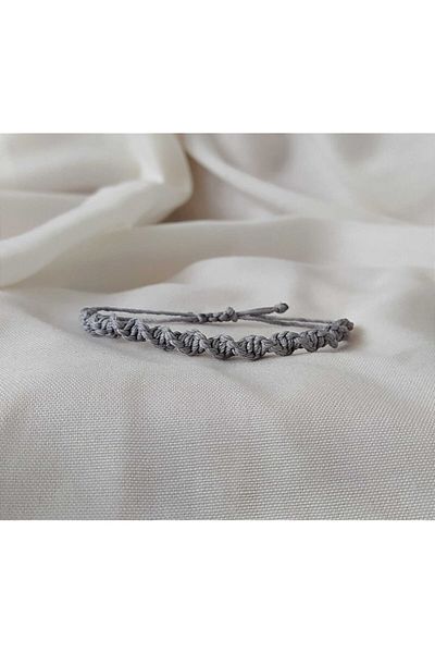 Eva Takı Gray Twisted Friend Bracelet - Friendship Macrame Bracelet