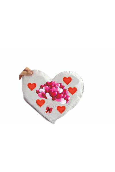 LADİJİTAL BASKI ÇÖZÜMLERİ Heart Shaped Satin Valentine's Day Throw Pillow Cover