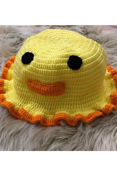 Eyisa Silver Knitted Bucket Crochet Hat for Men and Women - Chick