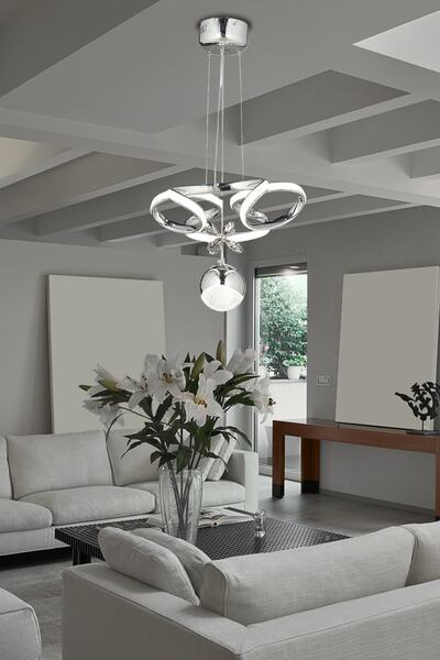 burenze Luxury Modern Sarkıt Led Avize Krom Ledli Avize Kademeli 3 Renk