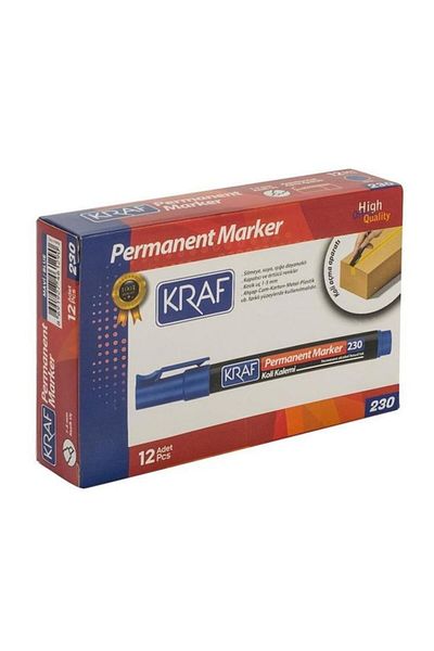 KRAF Permanent Marker Cut Tip Blue Box of 12