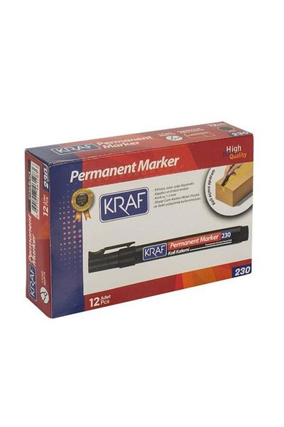 KRAF Permanent Marker Cut End Black 12-Piece Box
