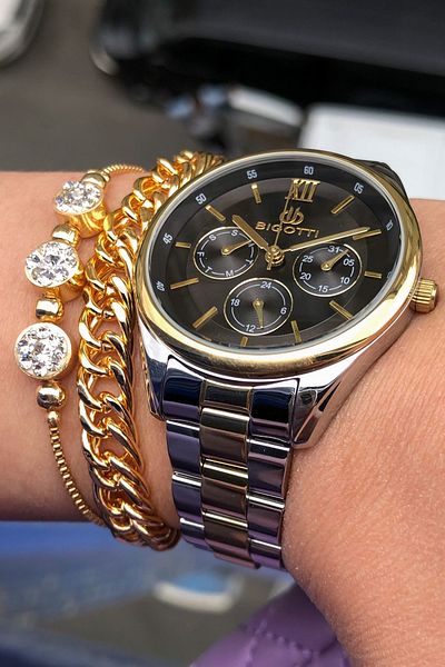 Bigotti Women's Wristwatch 3 ATM Waterproof Two Colors Full Steel Bracelet Gift Elg925