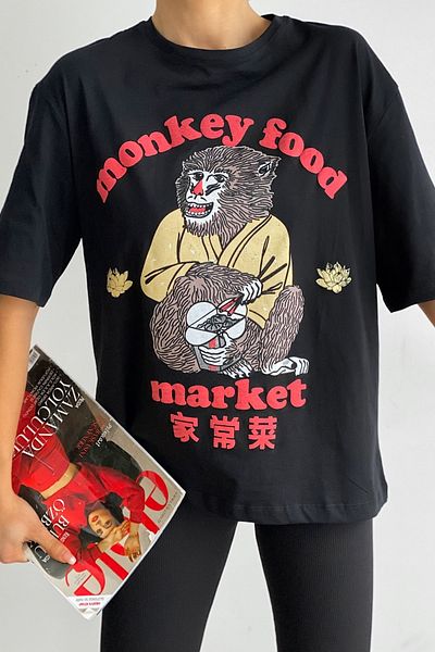 FEMELLE Tricou damă negru cu imprimeu 100% bumbac