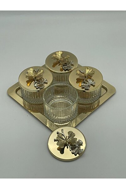 Aslı Hediyelik Elysia Gold 4'lü Çerezlik,sunumluk,baharatlık,dondurmalık, Ikr...