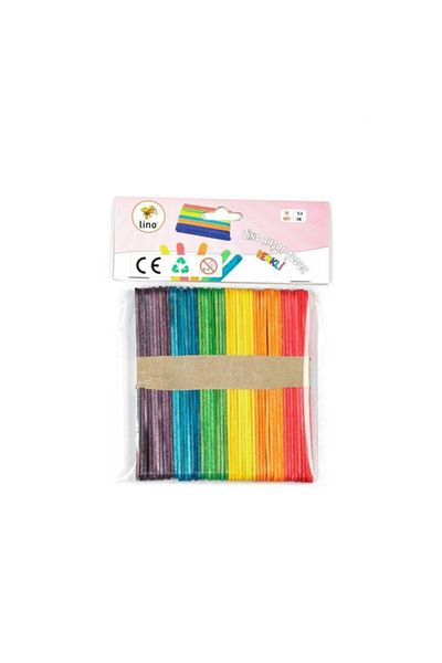 Lino Wooden Ice Cream Stick Colorful 11.4 Cm 50 Pieces