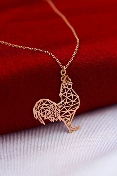 Silver And Silver Kadın Rose Origami Horoz Kolye 925 Ayar Gümüş