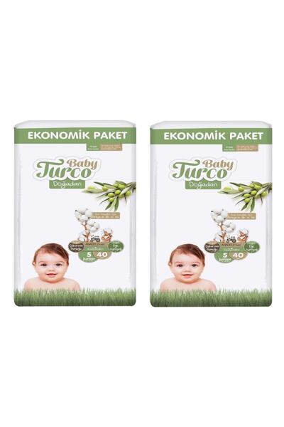 Baby Turco Bebek Bezi Ekonomik Paket 40'li (5 Numara) 8682241205950 2 Paket 8...