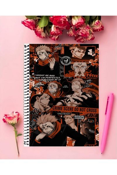 ROLLAS STORE Jujutsu Kaisen Anime Notebook 1 Piece Special Design A4 Size 21*29 Cm Wired Checkered Notebook