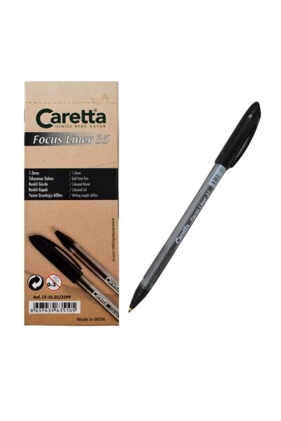 Caretta Focus Liner 35 Ballpoint Pen Black 25 Pack