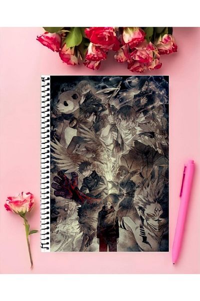 FBN STORE Jujutsu Kaisen Anime Notebook 1 Piece Special Design A4 Size 21*29 Cm Wired Checkered Notebook