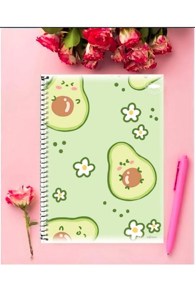 AYAŞLI KIRTASİYE Avocado (Avacado) Notebook 1 Piece Special Design A4 Size 21*29 cm Ring Notebook