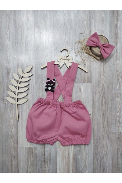 Feriatolye Teddy Bear Concept Baby Girl Wild Strawberry Salopet