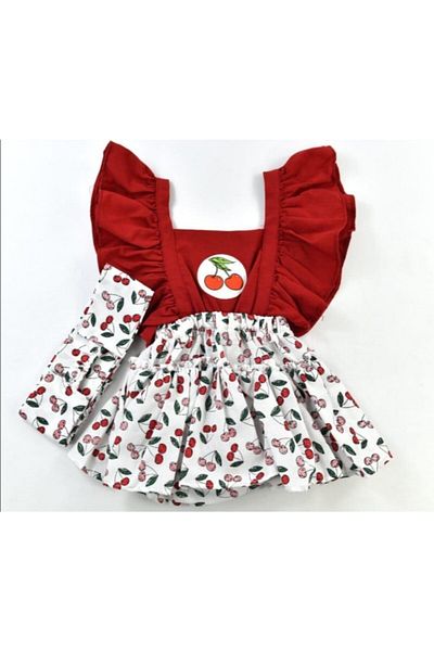 aryakids Baby Girl Bandana Sweet Fruits Dress Cherry