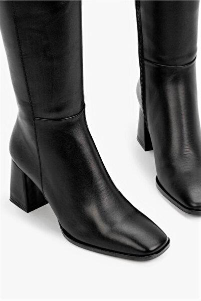 TUNAELLİ Kadın Siyah Hakiki Deri 35-41 Numara Çizme