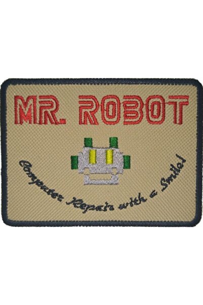 Sim Nakış Cırt Bantlı Mr Robot Nakış Işleme Arma Patch Peç 10×7.5 Cm
