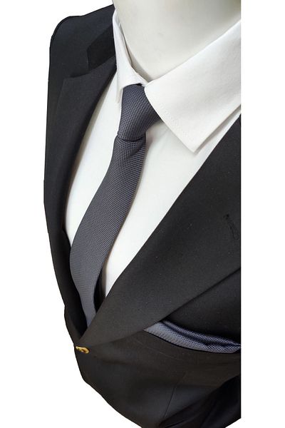 Le Voux Anthracite Color Oxford Dobby Self Patterned Tie and Handkerchief