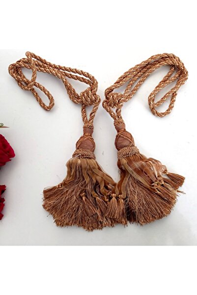 Gelincimherşey Fon Perde Için Gold Camel Kol Bağı Püsküllü 2'li Braçol