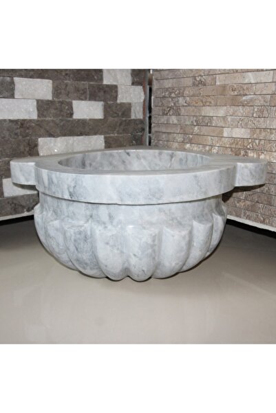 MYM Mermer Yapı Market Tasarım Gri Mermer Kavun Dilimli Köşe Kurna