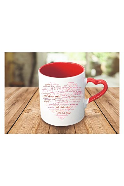 LADİJİTAL BASKI ÇÖZÜMLERİ كأس عيد الحب الأحمر بمقبض قلب