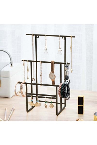 Drm Wood BlacK Jewelry StanD - Cabinet Organizer, Earring anD Bracelet Set