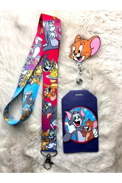 Hediyebum Set curea pentru gât Tom și Jery Tom Yoyo și suport pentru carduri