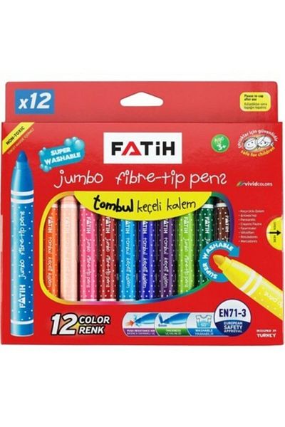 Fatih 12-Piece Chubby Washable Felt Tip Pen Jumbo You