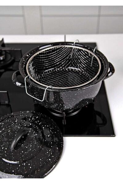 Taht Dekor Enamel Frying Pot with Black Lid