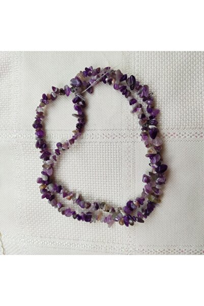 ByKolyeucum حجر الجمشت المكسور سلسلة حجر طبيعي (80 سم) - Klckr0011