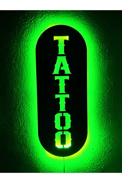 dekoraven Tattoo Dövme Led Işıklı Ahşap Tablo Tabela