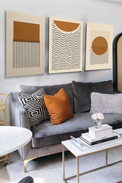 KanvasSepeti Set od 3 dekorativne platnene slike, boemska boho umetnost, apst...