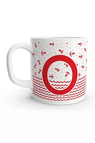 Rock'n Fox Letter O Sailor Red Anchor Design Letter Mug