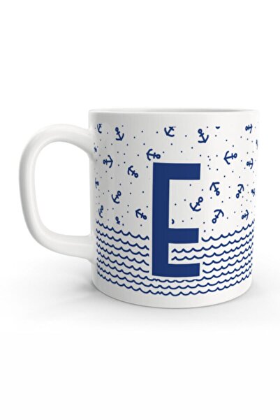 Rock'n Fox Letter E Sailor Blue Anchor Sailor Design Colored Letter Mug
