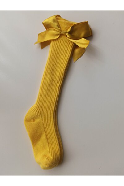 MinnieKids Baby Girl Yellow Knee-Cuff Socks with Ribbon