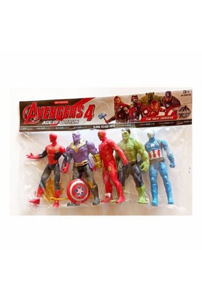 AVENGERS Set of 5 Characters Spiderman, Thanos, Ironman, Hulk, Captain America Without Light 12cm