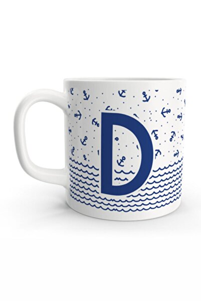 Rock'n Fox Letter D Sailor Blue Anchor Sailor Design Colored Letter Mug