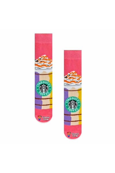 Vitamin Çorap Κάλτσες Starbucks Pink Coffee Colored