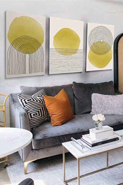 KanvasSepeti Set od 3 dekorativne platnene slike, boemska boho umetnost, apst...