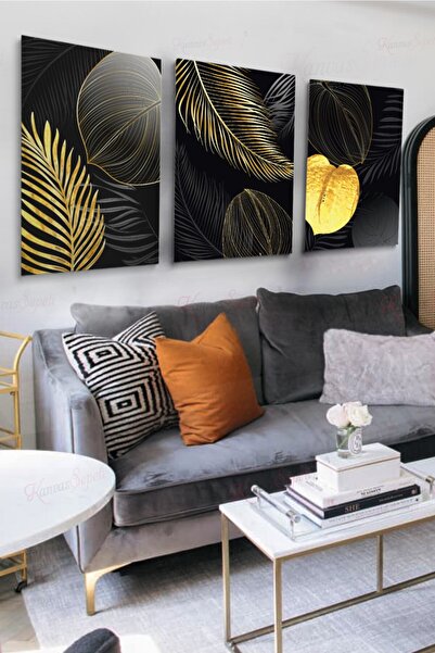 KanvasSepeti Set od 3 dekorativne platnene slike, boemska bohe umetnost, apst...