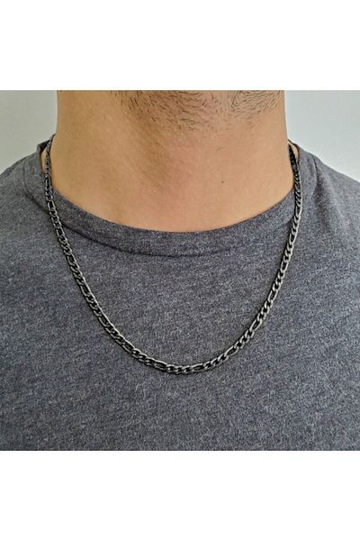The Collection Figaro Fine Model Black Men's Steel Necklace