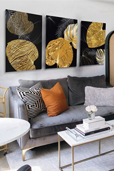 KanvasSepeti Set od 3 dekorativne platnene slike, boemska boho umetnost, apst...